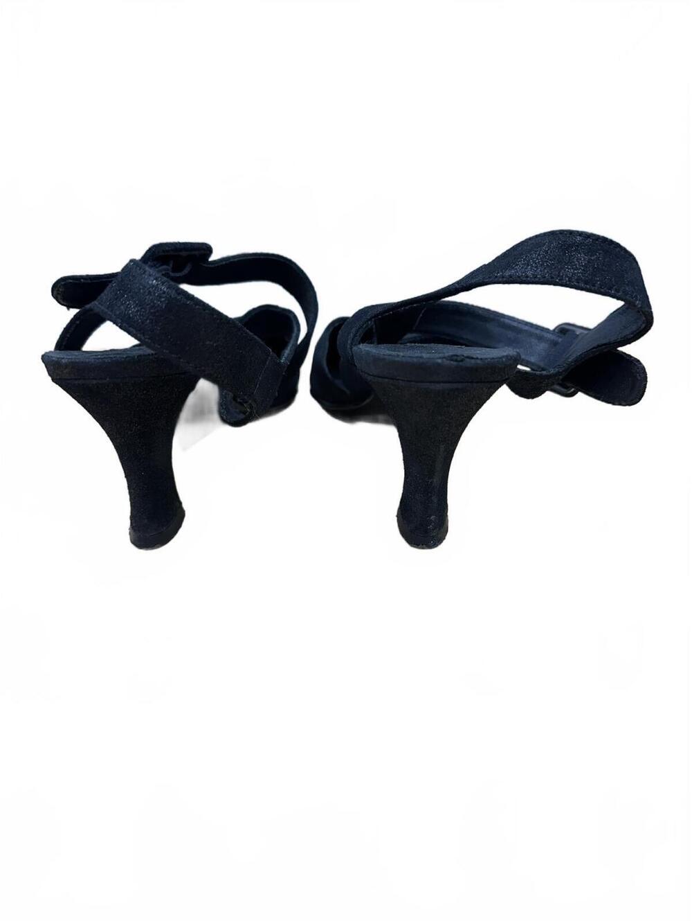 J. Renee Black Pointed Toe Slingback Kitten Heels - Picture 5 of 8